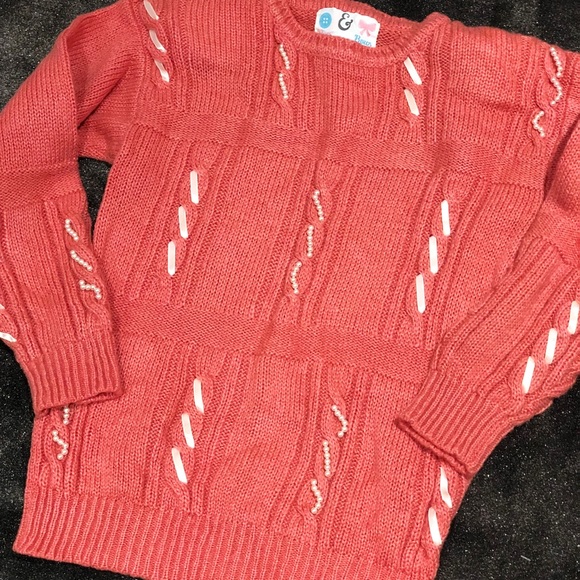 Vintage Sweaters - Vintage 80s pearls and bows sweater
